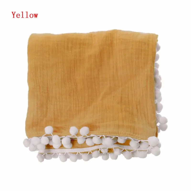 Yellow Муслиновые хлопковые детские пеленки для новорожденных, детские одеяла, газовое банное полотенце, Детская накидка, спальный мешок, чехол для коляски, игровой коврик H7EB - Color: Yellow
