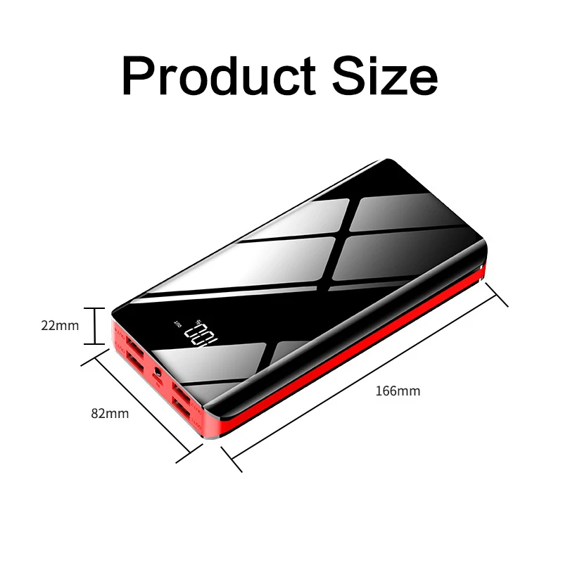 Power Bank 30000 мАч для iPhone Xiaomi Mi 9 4 USB зеркало полный экран зарядное устройство Внешняя