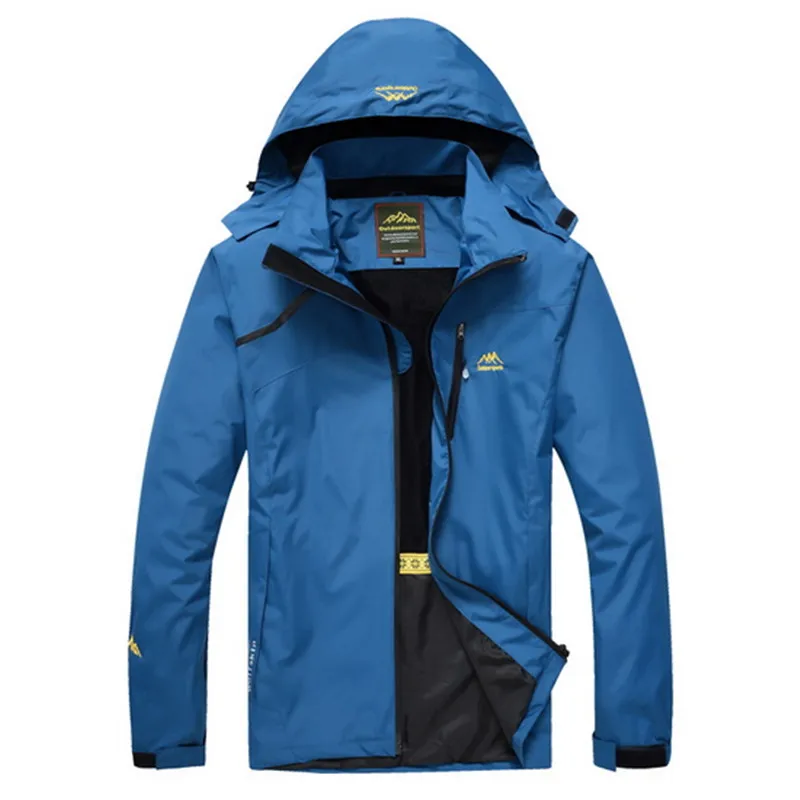 Уличная походная куртка весна осень Мужская ветрозащитная Водонепроницаемая тонкая ветровка с капюшоном для альпинизма, кемпинга, походов, рыбалки, дождевика - Цвет: blue