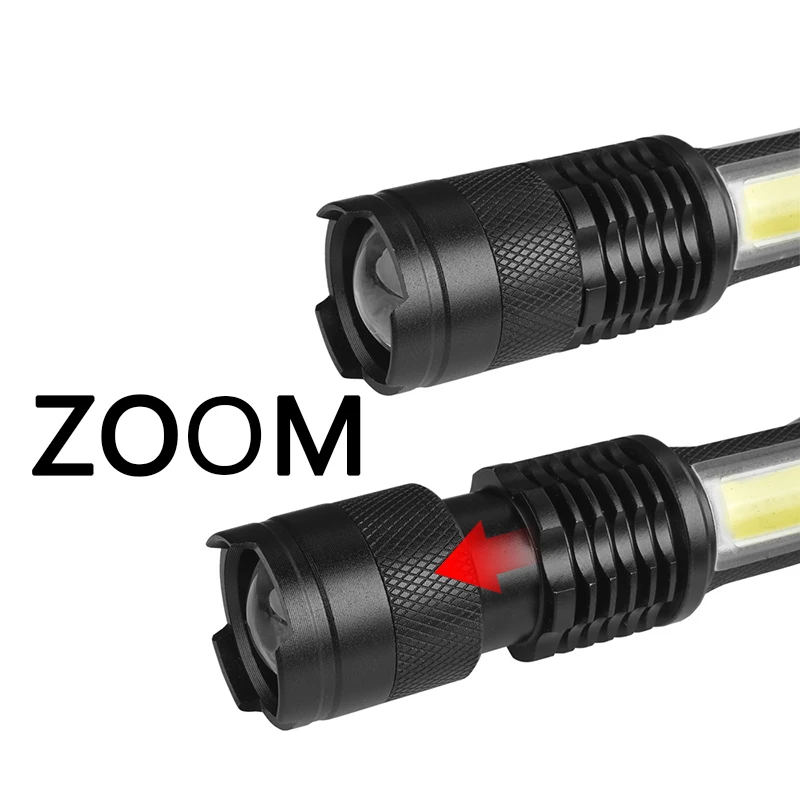 SK68C светодиодный мини фонарик Q5 + COB Zoom водонепроницаемый алюминиевый 4 режима