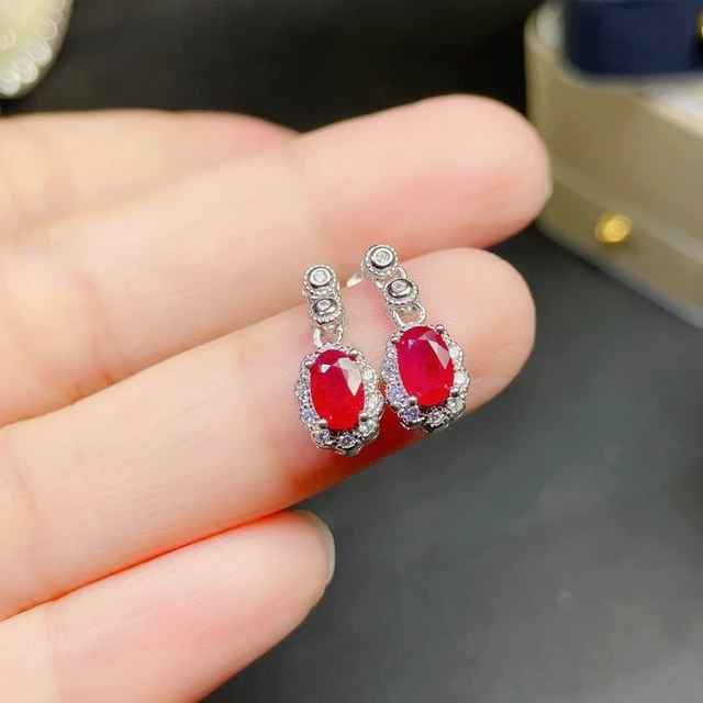 Amazon.com: Natural Ruby Floral Stud Earrings for Women | 1 Cttw | AAA  Quality | Red Ruby Gemstone Earrings, 10K White Gold: Clothing, Shoes &  Jewelry