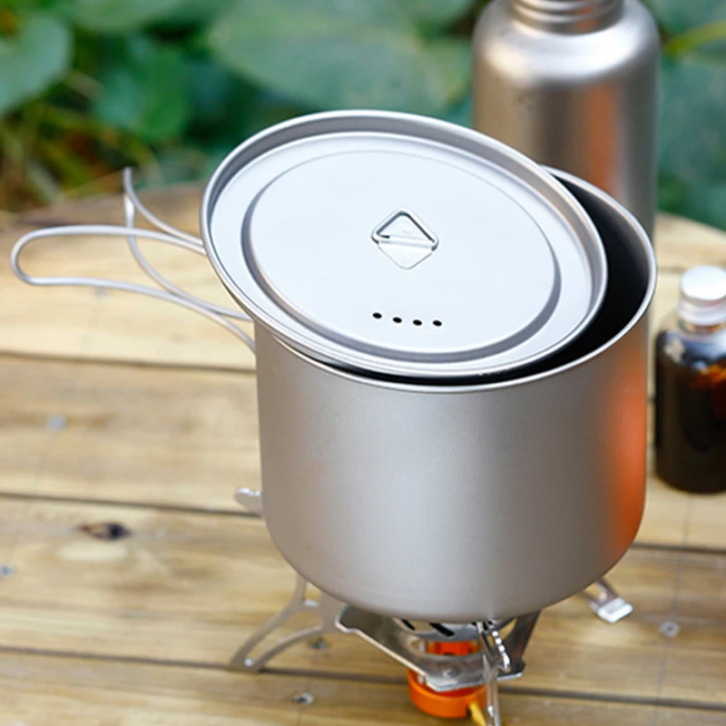  Tiartisan 1600ml Titanium Cup Pot Ultralight Portable Cup with Lid and Foldable Handle Outdoor Camp