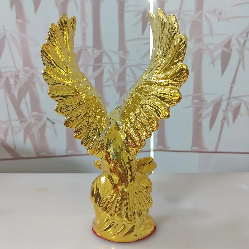 22CM Ceramic eagle Crafts Ceramic Creative Room Decoration Handicraft Gold Animal Porcelain Figurines Decorations L2565