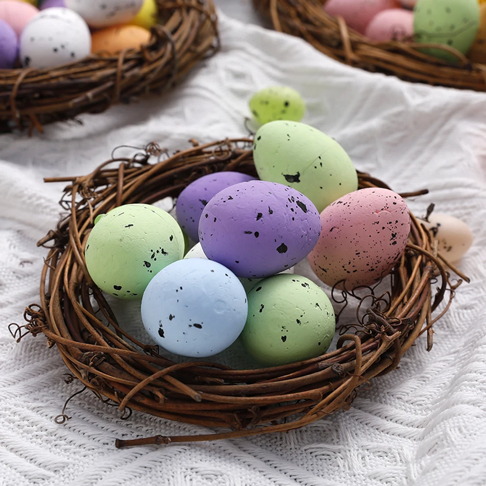 

20Pcs Foam Painted Easter Eggs Bird Pigeon Simulation Eggs Artificial DIY Craft Kid ToyGarden Supplies Happy Easter Party Decor
