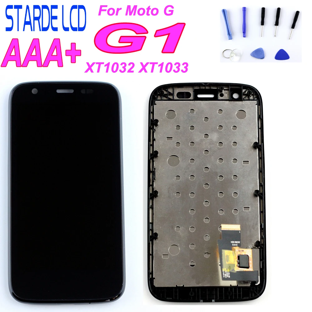 Starde lcd 4.5 for for para motorola moto g1 xt1032 xt1033 xt1008 xt1040 xt1028 display lcd de toque digitador da tela montagem com quadro|LCDs de celular| | -
