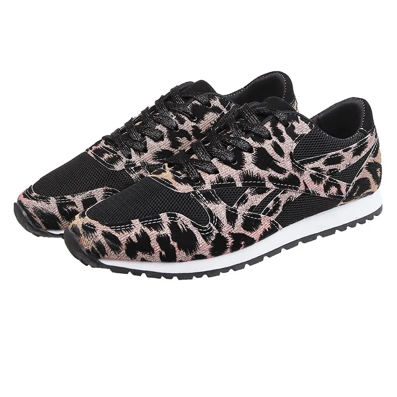 New 2019 Sponge Cake Sequin Casual Shoes Breathable Thick Soled Leopard Print Women's Shoes Glitter Sneakers Zapatos De Mujer