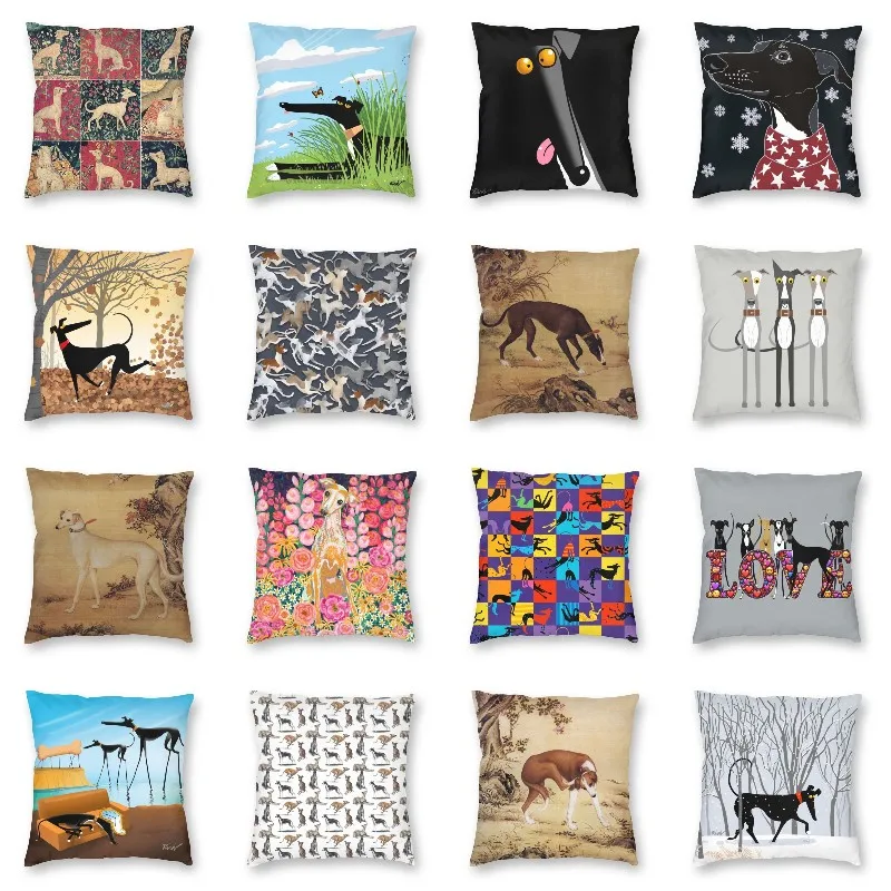 

Medieval Greyhound Pillow Cover Home Decorative Whippet Sighthound Dog Cushions Throw Pillow for Car Double-sided Printing