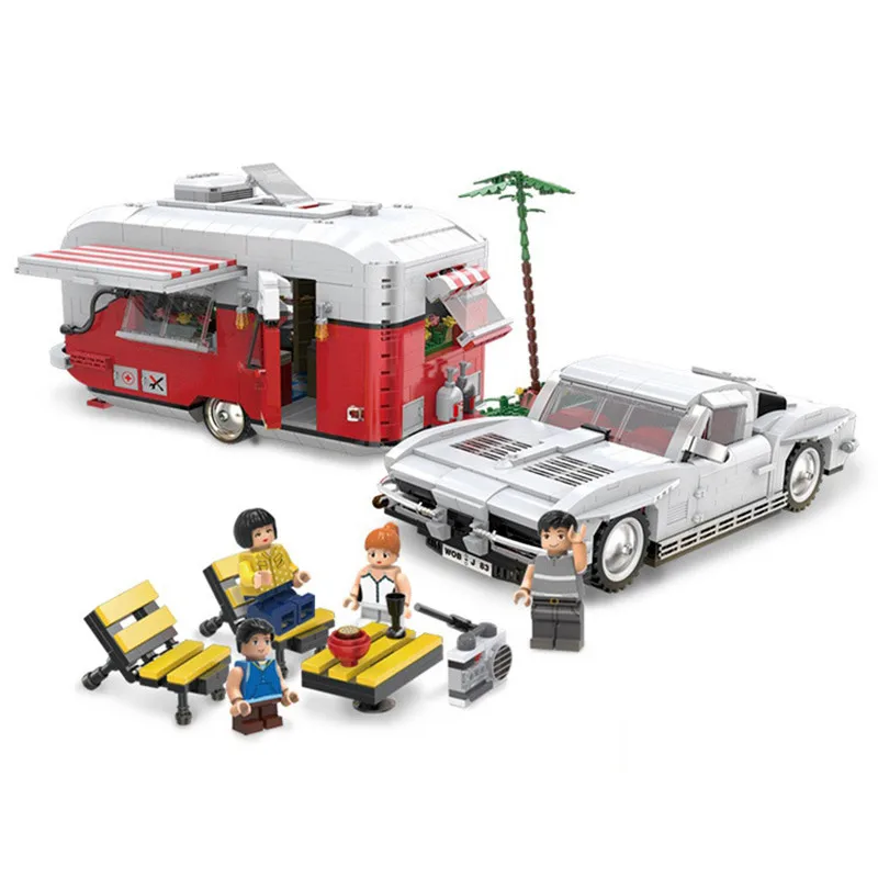 

2436Pcs summer camper bricks Creative Series MOC car Campers 08003 kids Education toys building blocks Christmas Gifts