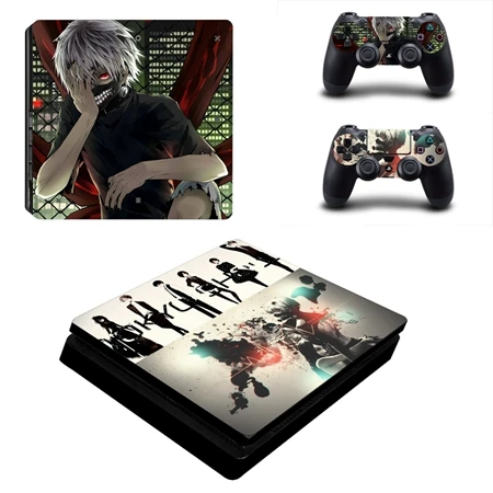YSP4S-2111 Аниме Токийский Гуль PS4 тонкий стикер кожи для sony Playstation 4 Тонкий консоли и 2 контроллеры геймпад виниловая наклейка защита - Цвет: YSP4S-2111