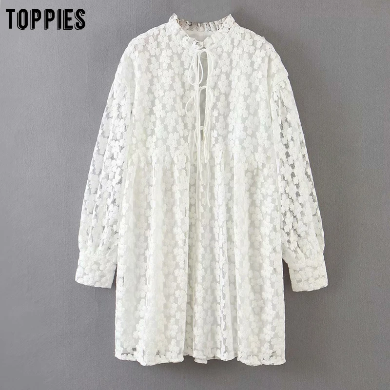 Платье toppies кружевное мини с вышивкой сексуальная Женская повязка пикантные