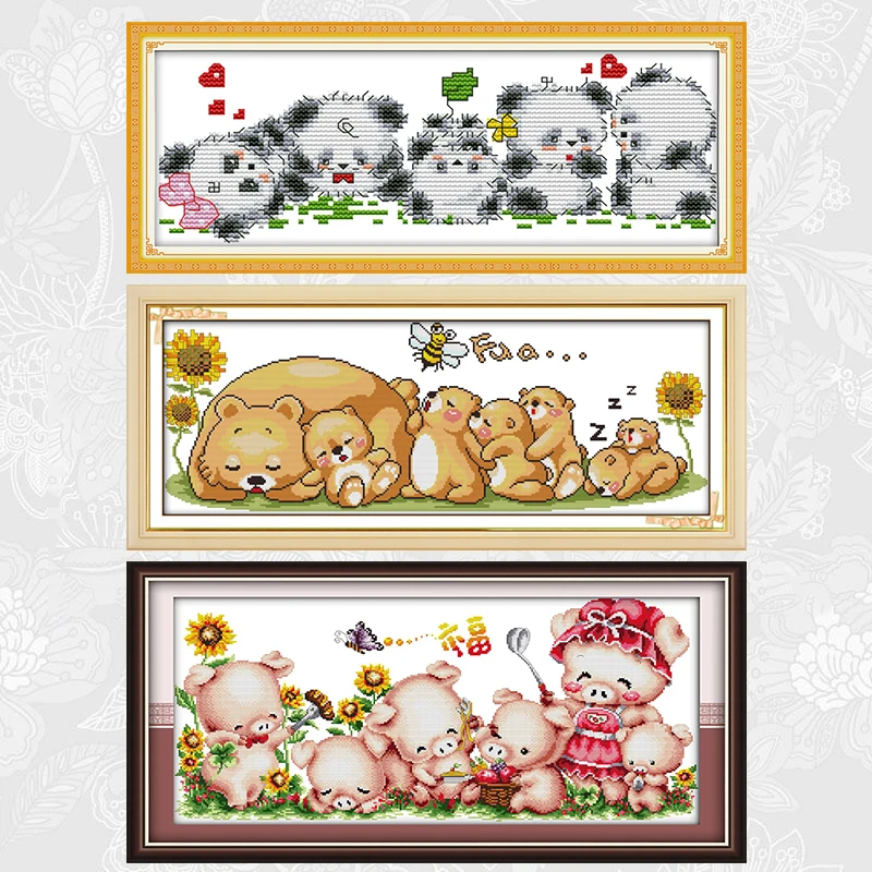 

Animal family Patterns Counted Printed Cross Stitch kit Sale DMC Embroidery Thread set DIY Handmade Home Decoration Crafts