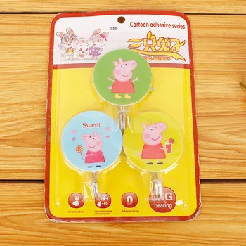 

3pcs/set Peppa Pig Cartoon Pattern Sticky Hook Series , Bearing 3kg, Strong, Durable, Waterproof and Moisture-proof Kid Gift