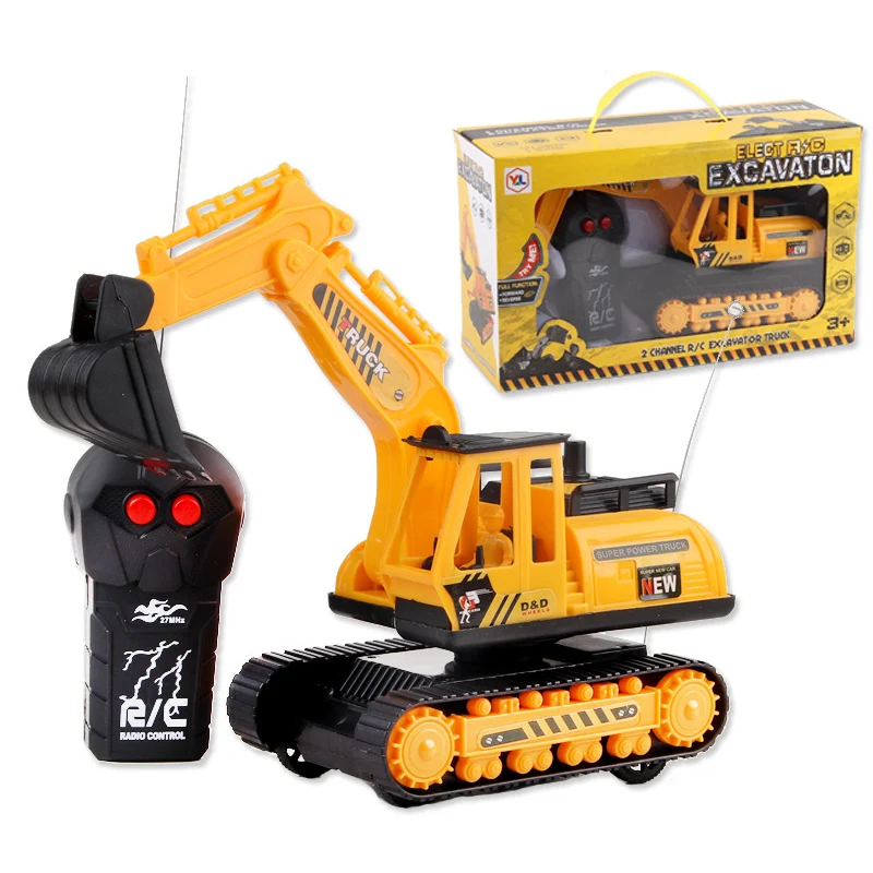 

Birthday Gifts RC Excavator toy 2 Channel RC Engineering Car Alloy Plastic Excavator RTR For Kids Christmas Gift Children Toys