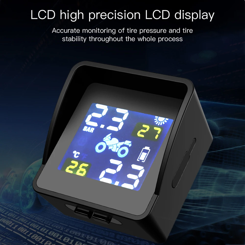 Motorrad Reifendruck Monitor Drahtlos - LCD Display Mit 2 Sensoren Für Sicherheit