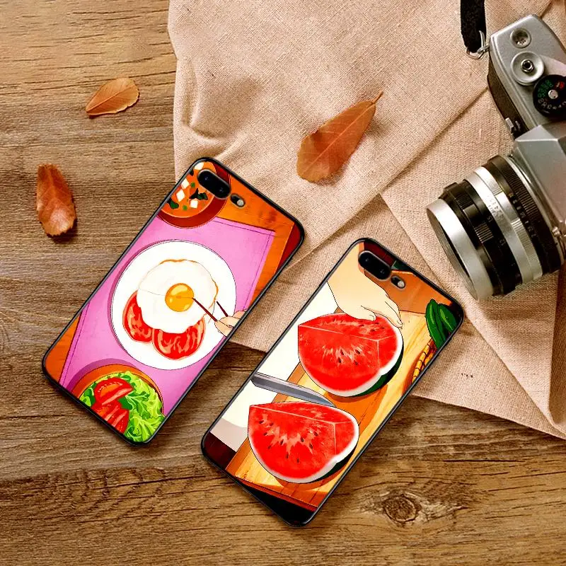 Для iPhone 6 6s 7 8 Plus X XR XS Max 5 5S SE телефон Cas Мультфильм иллюстрация еда суши чипсы снеки