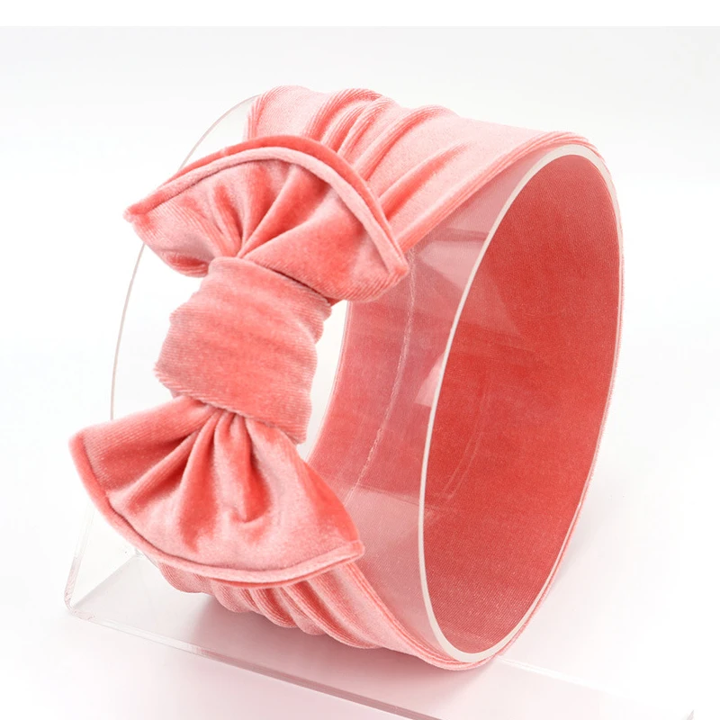 watermelon red Новое поступление, Детская бархатная повязка на голову с большим бантом, теплая повязка для волос для новорожденных, Детские аксессуары для волос, головные уборы, ободки на голову - Цвет: watermelon red