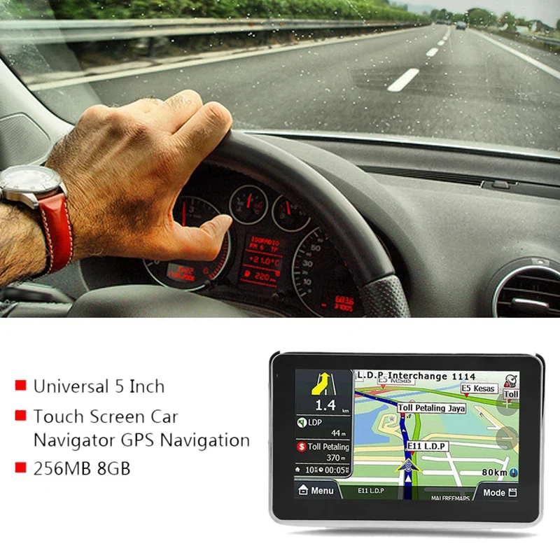 5 дюймов Автомобильный навигатор gps свяжитесь Экран навигации голосовой навигатор 256MB 8GB MP3/MP4 FM
