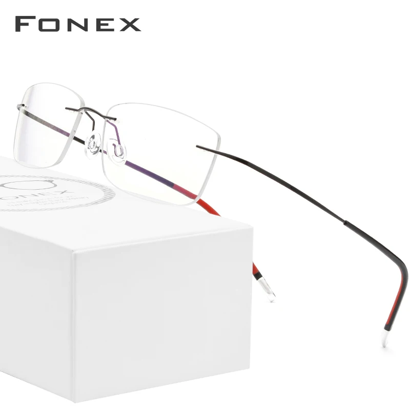 Najtaniej B czystego tytanu mężczyźni Rimless okulary optyczne rama kobiety bezramowe okularów na receptę ultralekkie krótkowzroczność bezśrubowy okulary