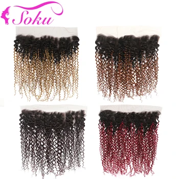 

Kinky Curly 13x4 Lace Frontal Closure 8-20 Inch Free/Middle Part Swiss Lace Closure Non-Remy Brazilian Human Hair Closure SOKU