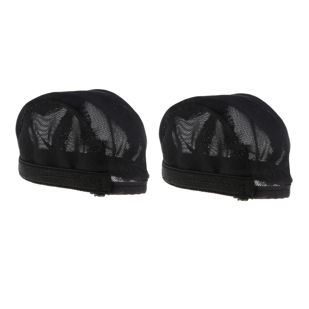 2 Pieces Doll Wigs Cap Headgear Cap for 70cm Uncle Male BJD Doll Fixed-Wig Net DIY Making Accessories Black