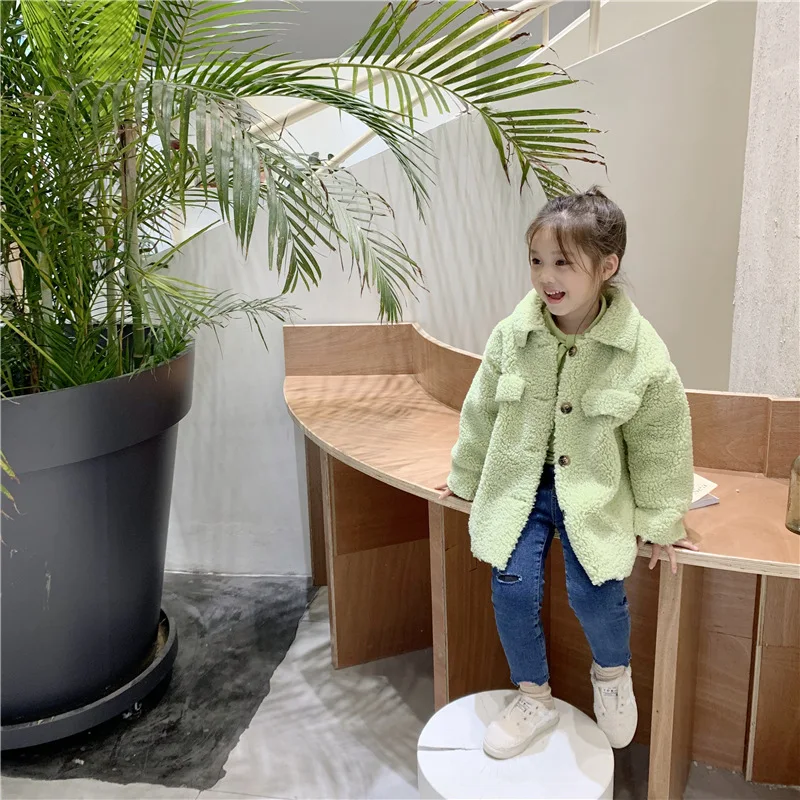 Зеленый Owligbaby/зимнее пальто; Цвет зеленый, желтый; шерстяное пальто для маленьких девочек 2, 4, 6, 7 лет - Цвет: Зеленый