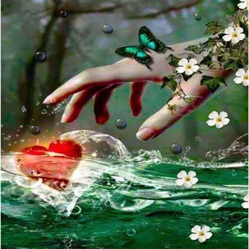 

100% Full 5D Diy Daimond Painting Cross-stitch "Hands&Hearts" 3D Diamond Mosaic Round Rhinestones Paintings Embroidery