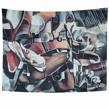 

Greens Cool Tones Bouquet Flowers Modern Expensive Cubism from Picasso Kandinsky Tapestry