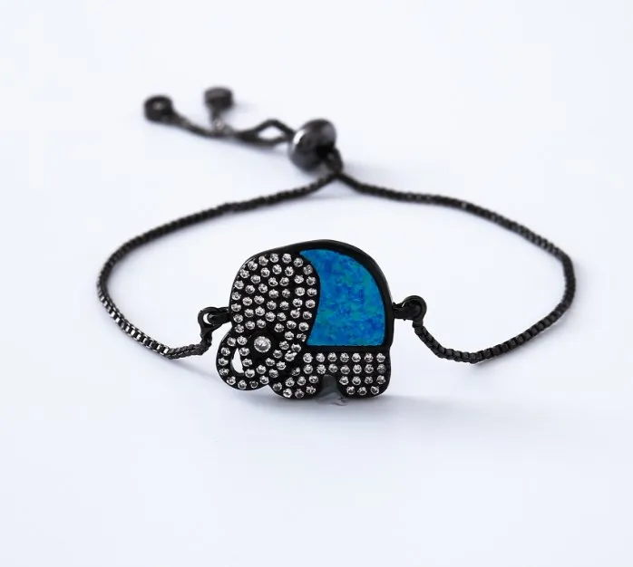 Цепочка из серебра и золота с фианитами, браслет с кубическим цирконием, браслет в виде макраме, опал, слон, fj42354, Женские Подвески