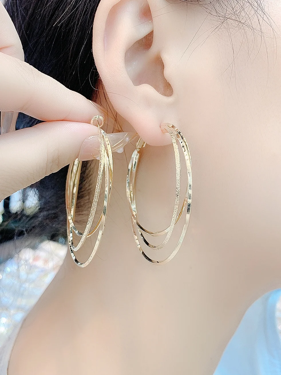 

GY Multi-Layer Big Ear Ring 2021 New Fashion S925 Sterling Silver Needle Large Ring Earrings Exaggerated Temperamental Earrings