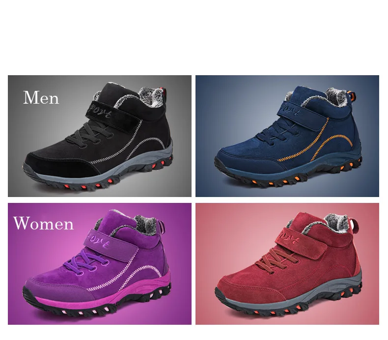 Водонепроницаемые зимние мужские ботинки на меху; теплые зимние женские ботинки; Мужская зимняя повседневная обувь для работы; кроссовки; высокие резиновые ботильоны