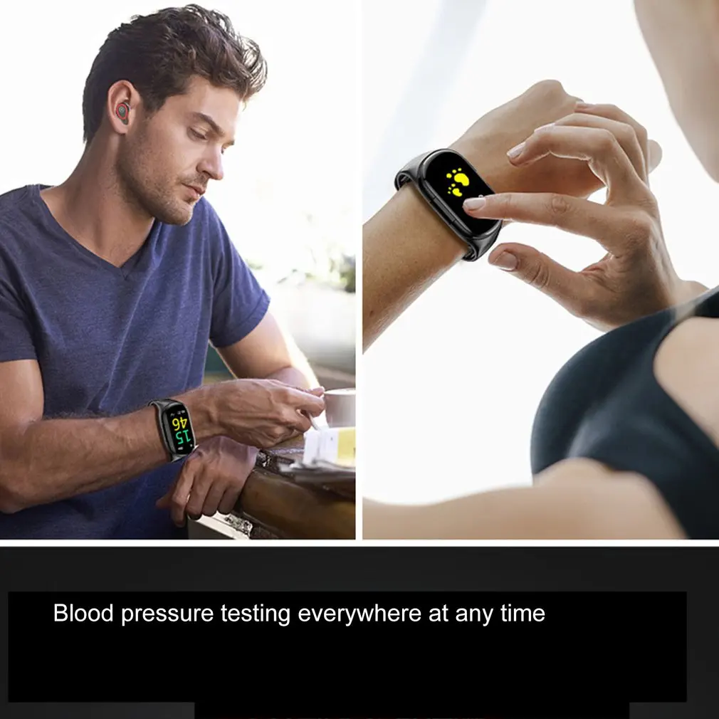 M1 Smart Watch With Bluetooth Earphone Health Tracker Pedometer Fitness Bracelet Smart Wristband With Wireless Headphones 2 in 1