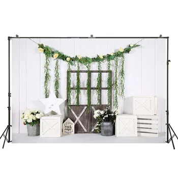 

HUAYI White Wooden Boxes Star Model Brown Wooden Door Decoration Backdrop For Girls Birthday Party Photoshoot Photography W-4345