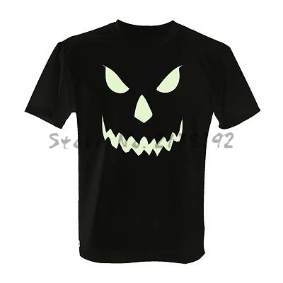 

HALLOWEEN SCARY T-SHIRT - GLOW IN THE DARK (PRINTED) BLACK ALL SIZES men's top tees