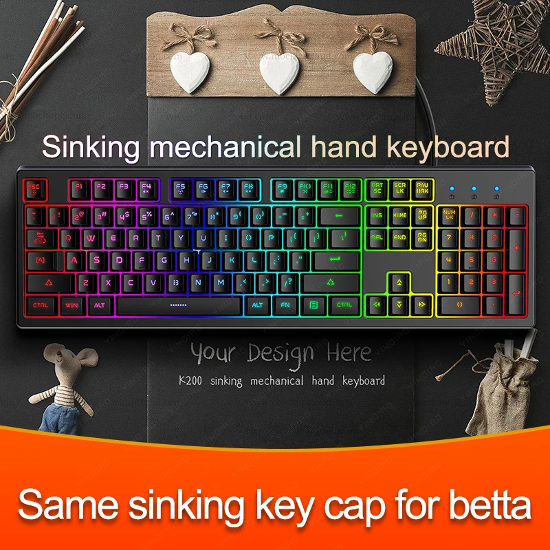 

104-key mechanical keyboard USB wired LED backlit axis gaming mechanical keyboard, used for desktop, support waterproof
