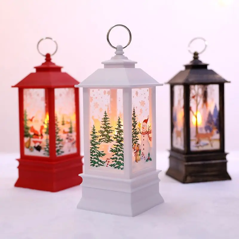 

LED Christmas Candle with Holder LED Tea light Candles Cages Elk Santa Candlestick Christmas LED Simulation Light Decoration