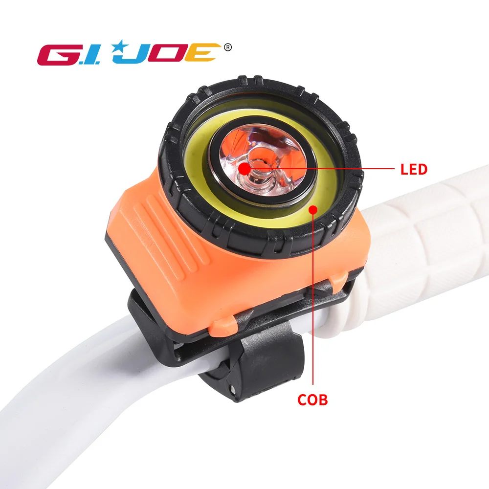 

GIJOE led bicycle light cob bike lamp plastic shell 3 modes by 3*AAA battery waterproof portable lighting waterproof torch power