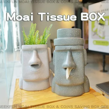 

Stone man of easter Island tissue box farmer hat shape paper box moai nose tissue box napkin holder box