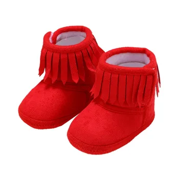 Nouveau-né bébé bottes hiver bébé frange bottes fille nouveau-né gland fond doux nouveau coton chaud bottes 0-18M sz01