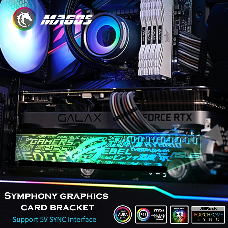 Graphics Card Bracket RGB(12V)/ Aurora(5V) SYNC AURA Stand Light Pollution Partner Support Chassis Belief LED VGA ASUS