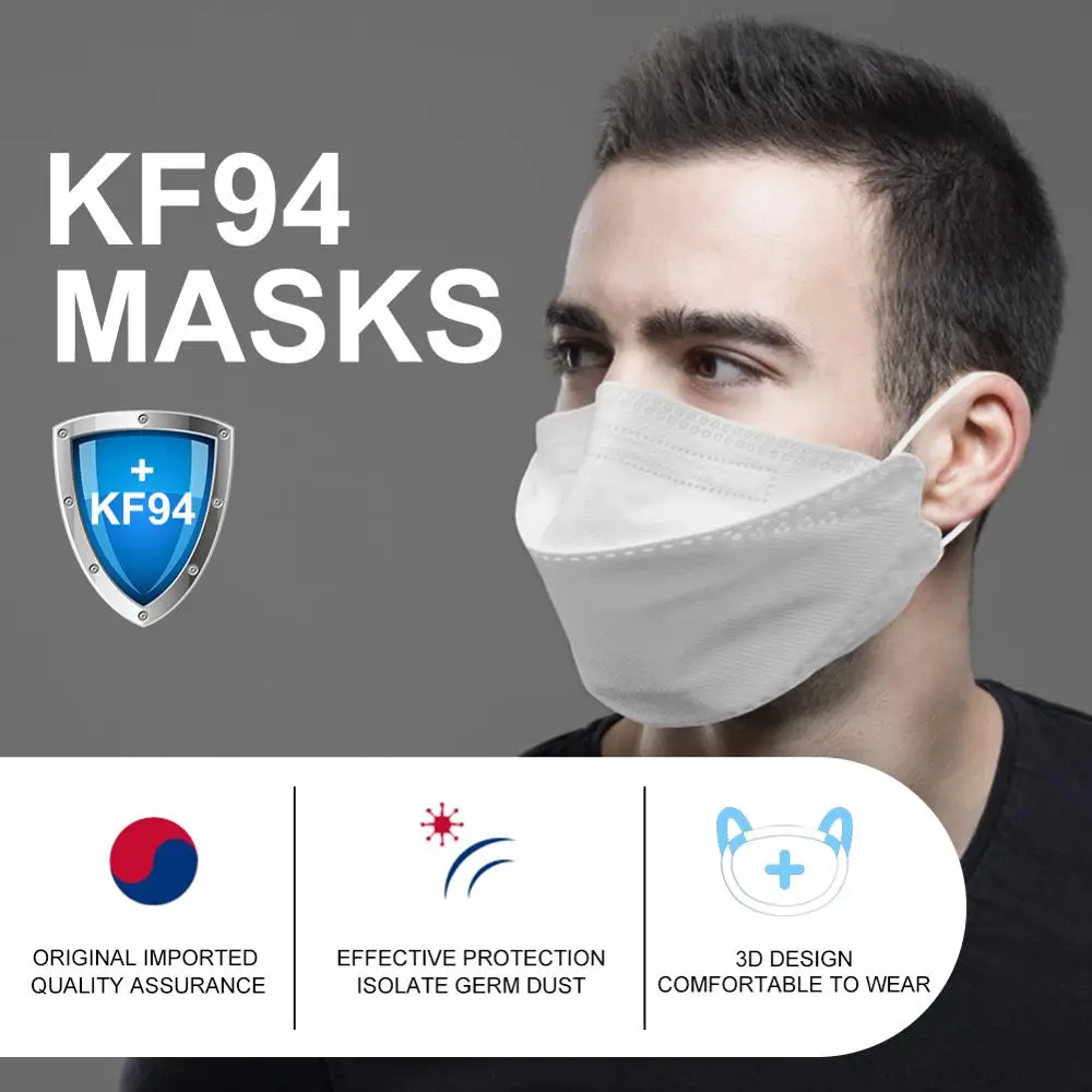 

1PC KF94 Mask PM2.5 Dustproof Anti Haze Bacteria COVID-19 Protective Face Mouth Mask Ati-bacteria DustProof Breathable In stock