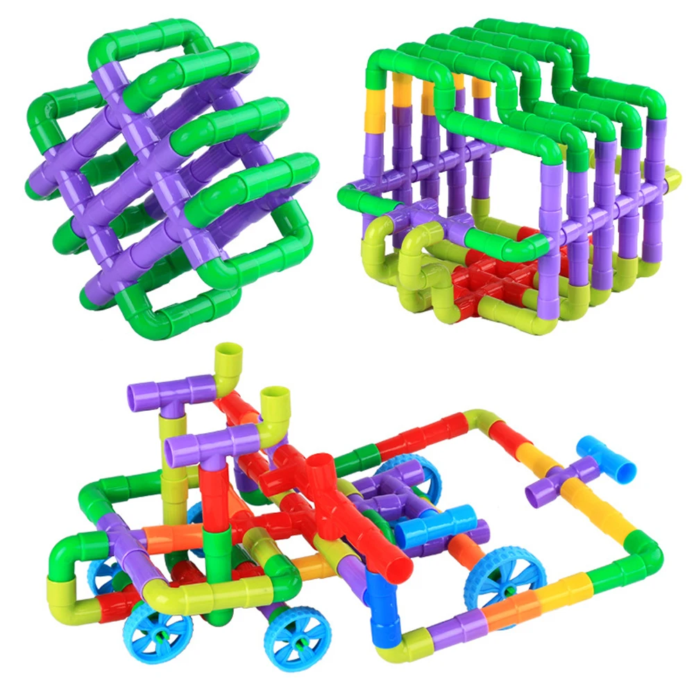 Строительные блоки трубопровода DIY обучающие водопроводные трубы шестерни Конструктор из трубы туннель пластиковый конструктор для детей подарки игрушки