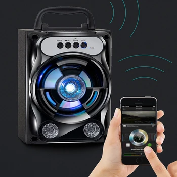 

Portable Bluetooth Speaker Wireless Sound System Bass Stereo with LED Light Support TF Card FM Radio Outdoor Sport Travel Dance