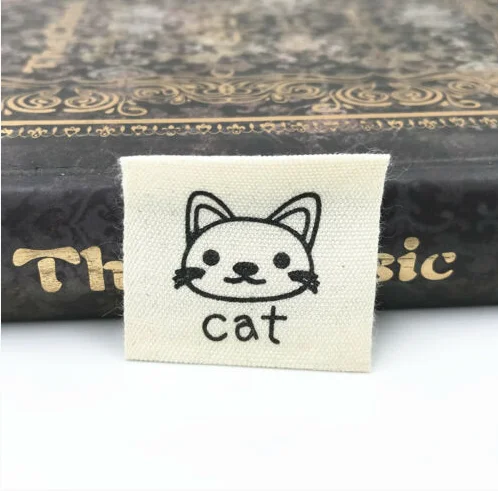Cat -100PCS DIY 100 шт. тканевая бирка моющиеся одежда тканые ярлыки аксессуары для шитья - Цвет: Cat -100PCS