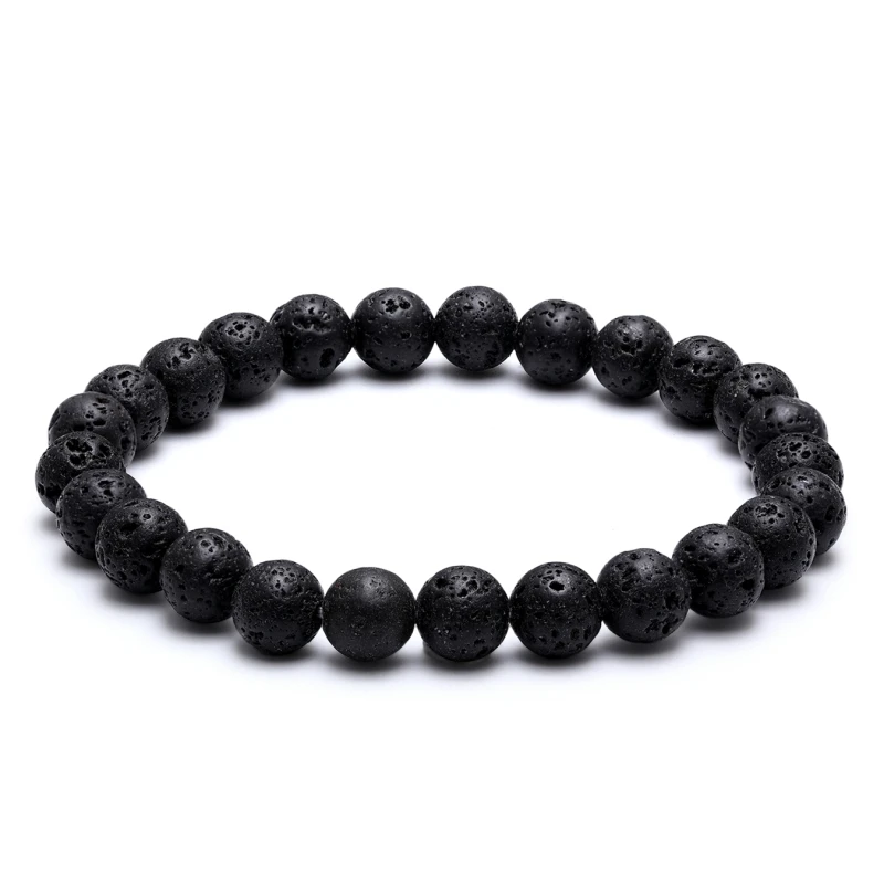 

Natural Stone Bead Bracelet Black 8mm Volcanic Stone Men Friendship Bracelet Classic Distance Couple Bracelets For Women Jewelry