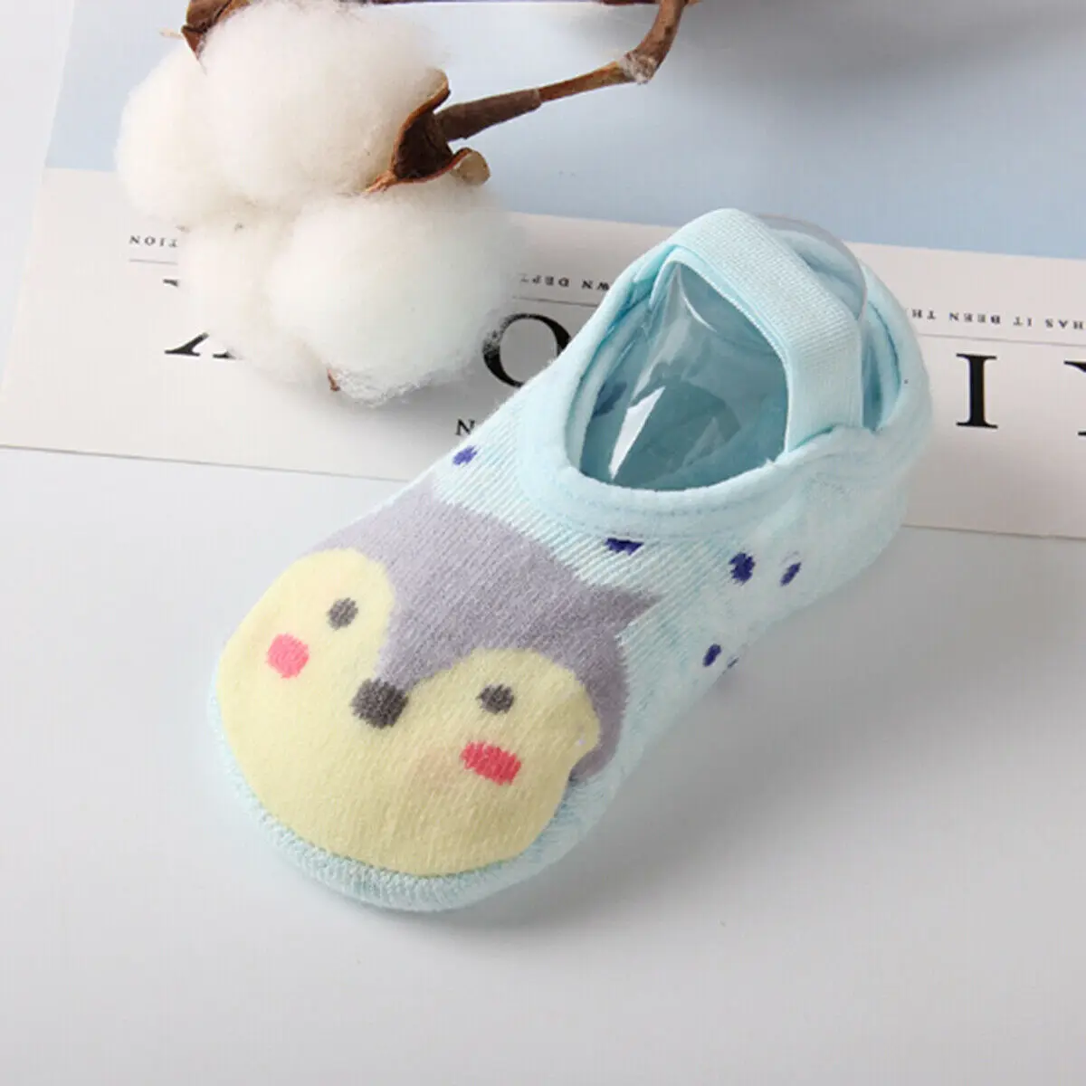 Новые модные Нескользящие короткие носки с милым рисунком для маленьких мальчиков и девочек, хлопковые нескользящие носки, От 1 до 3 лет, мягкие - Цвет: Blue Raccoon