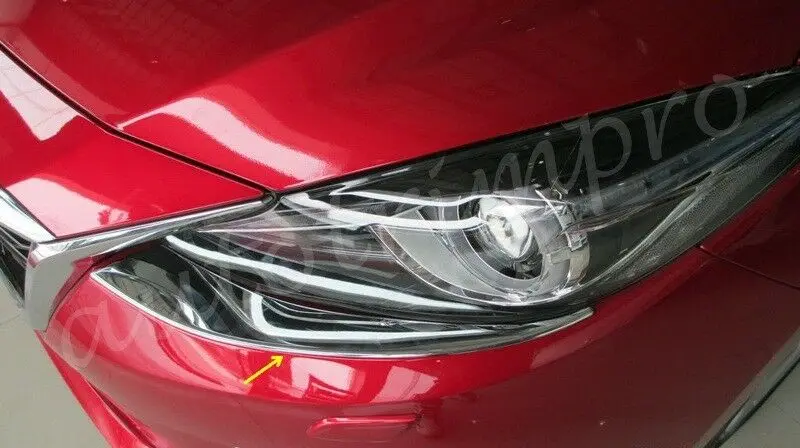 ABS хромированные детали, головной светильник, передняя крышка для бровей, отделка, подходит для Mazda 3 M3, аксессуары, плесень, гарнир