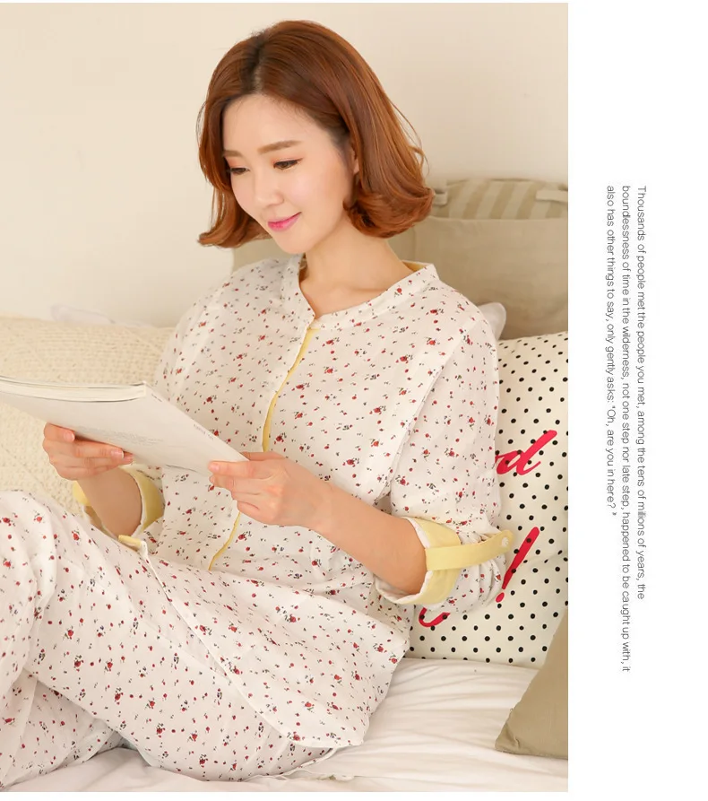 Women Autumn Spring Pijamas New Fashion Printing Cotton Pajamas Set Pregnant woman pajamas Breast Feeding Sleepwear