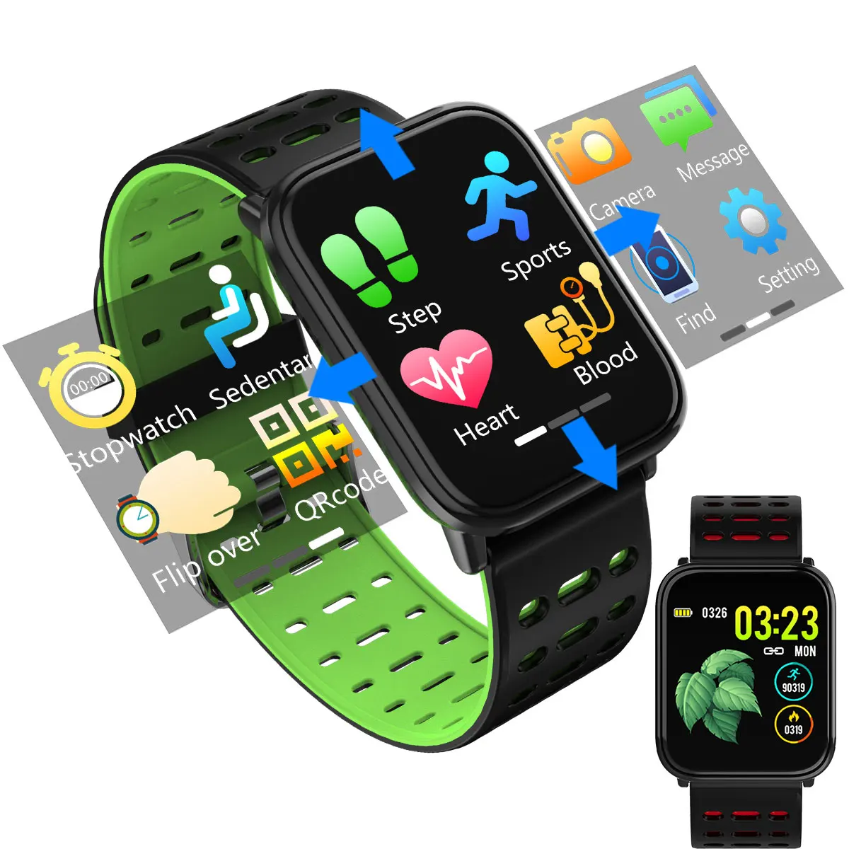 

Smart Watch With Heart Rate Blood Pressure Monitor Sports Tracker Waterproof Smartwatch Full Touch Color Screen Waterproof