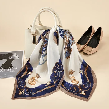 

New Multifunction Bandana Square Scarf for Women Fashion Summer Thin Silk-like Hair Handkerchief Bag Scarf 27 color