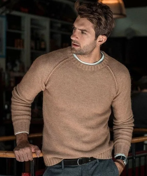 Khaki Chtengiber модный вязаный свитер мужской длинный рукав Pull Homme однотонный Тонкий теплый Джемпер Пуловер с косами свитер осень зима плюс - Цвет: Khaki